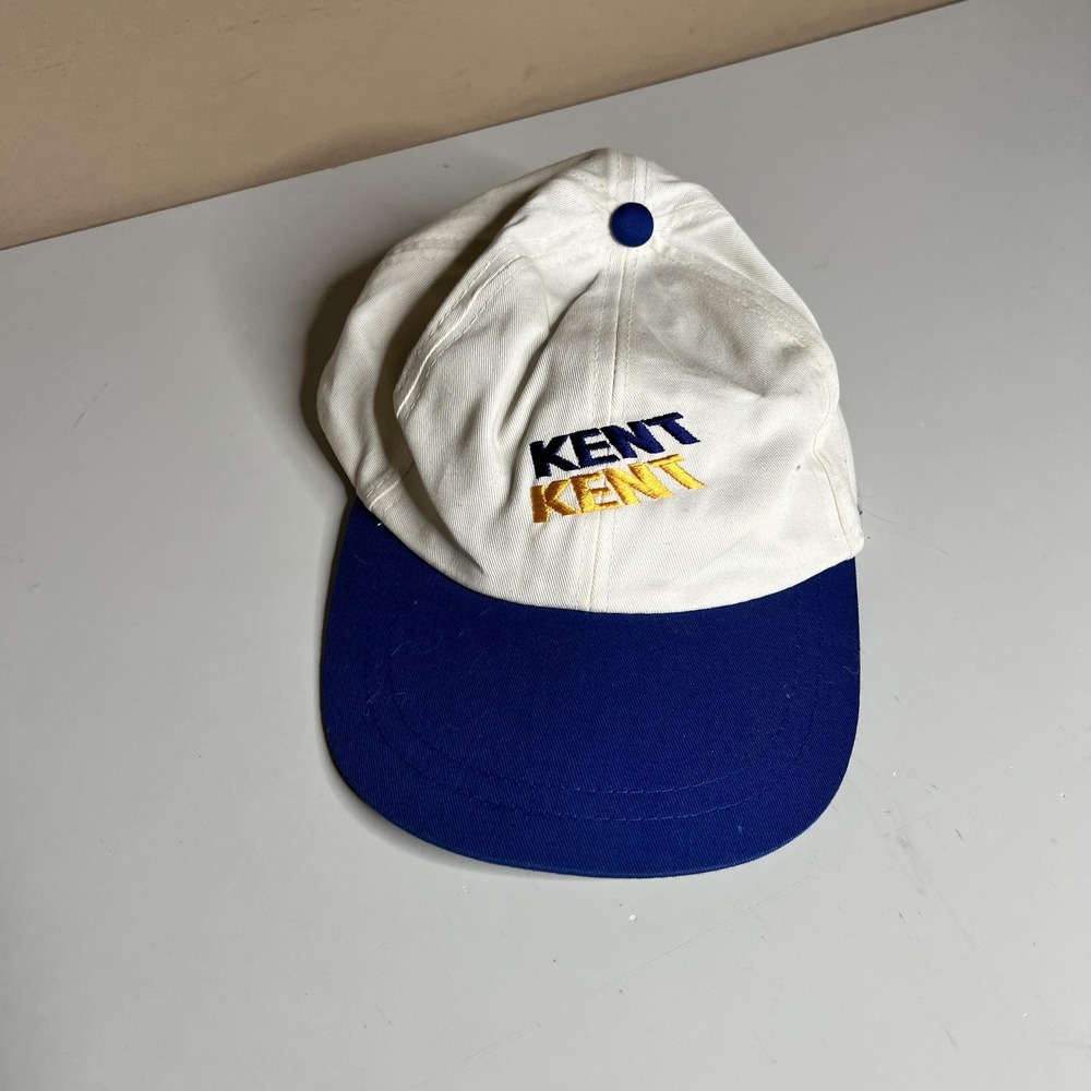 Vintage Kent Super Lights Cigarette Promo Snapback Hat White Blue Two Tone Cap